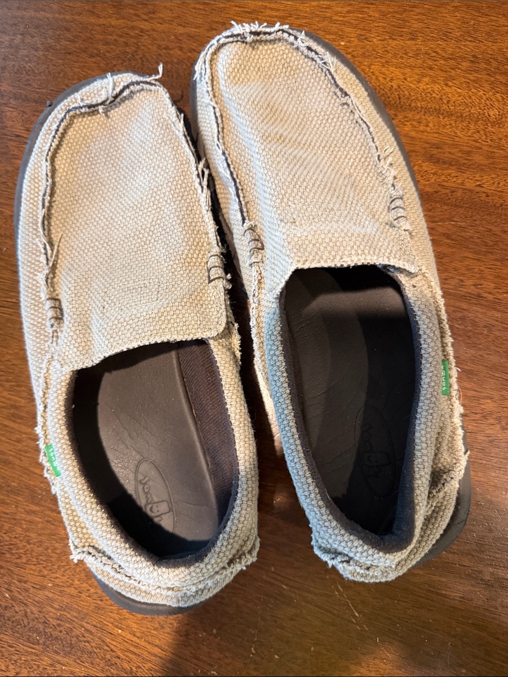 Sanuk Men's Beige Canvas Slip-On Loafers